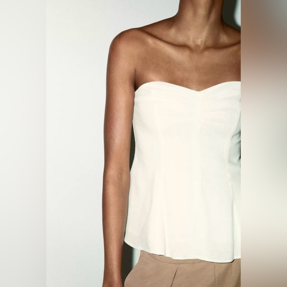 ZARA…. Strapless Linen Top - Picture 2 of 9